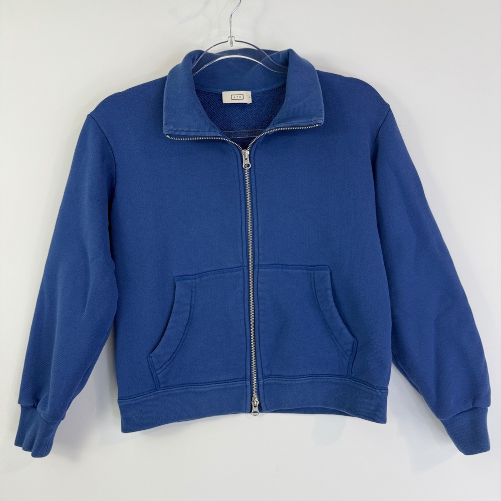 AYR The Zip It Sweatshirt Women S Bocci Blue French Terry Full Zip Jacket 10285